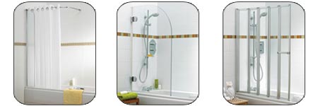 Examples of shower screens for baths