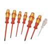 7 Piece Set. VDE safety Screwdriver Set with laser grooved tips to prevent cam-out. EN 60900.
